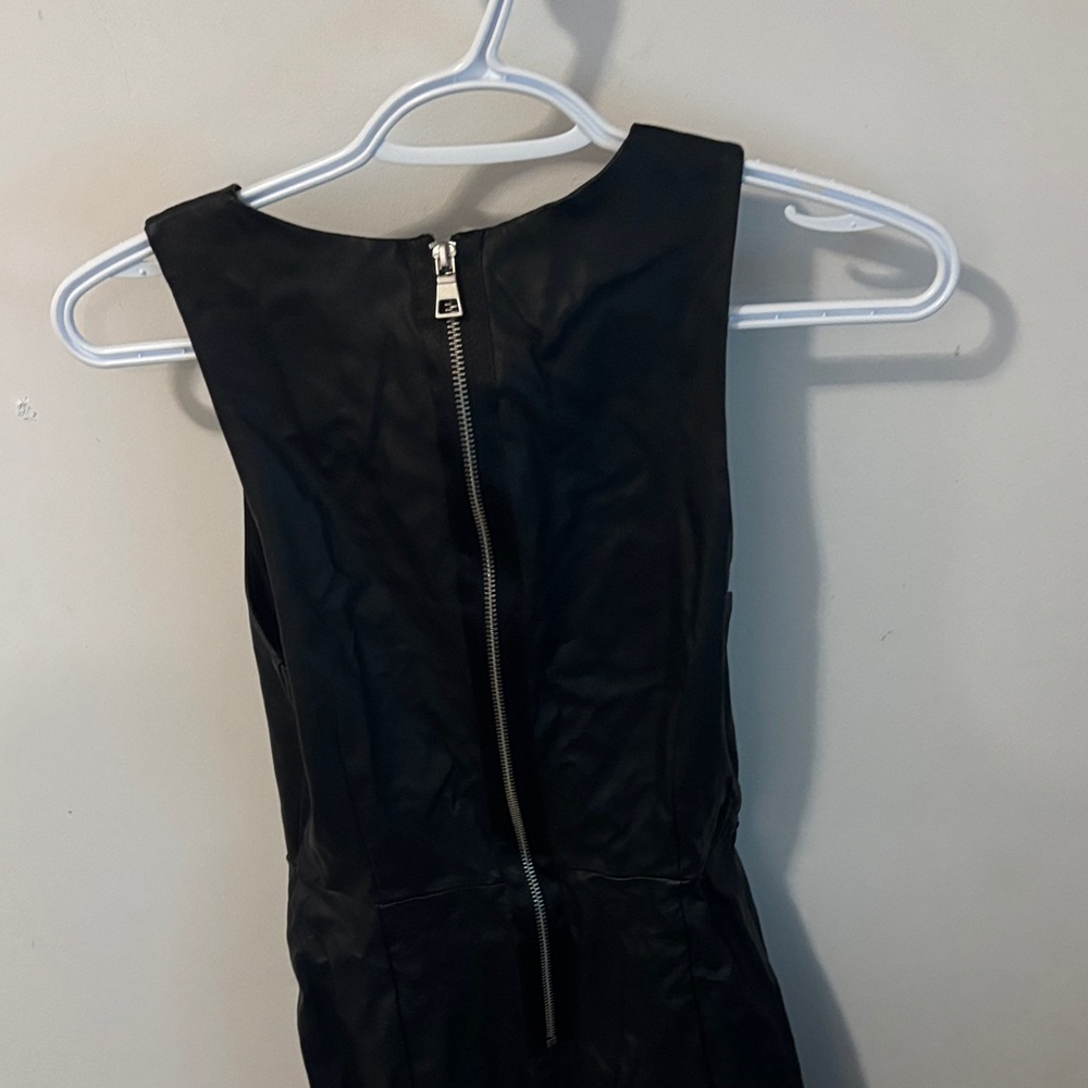 Zara Black leather Dress with Zipper Detail